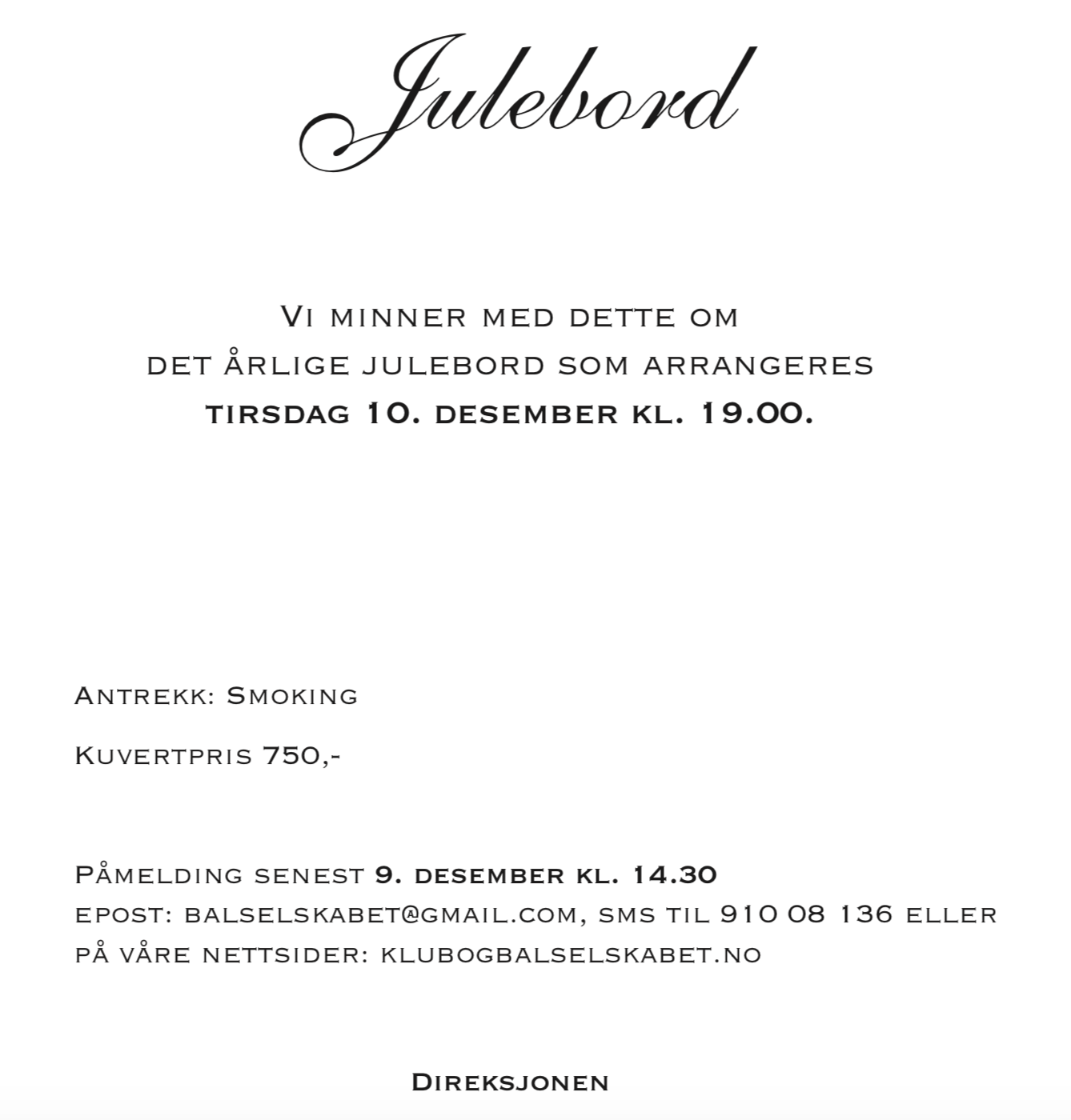 Det tradisjonsrike julebordet er førstkommende tirsdag!